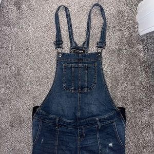 Maternity overalls with distressing, skinny leg!! My favorite